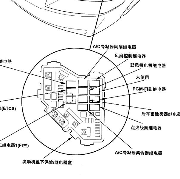2009-2010年本田思域 空调继电器位置