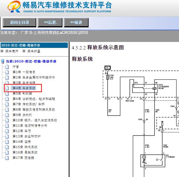 2010年别克君越尾门锁电路图