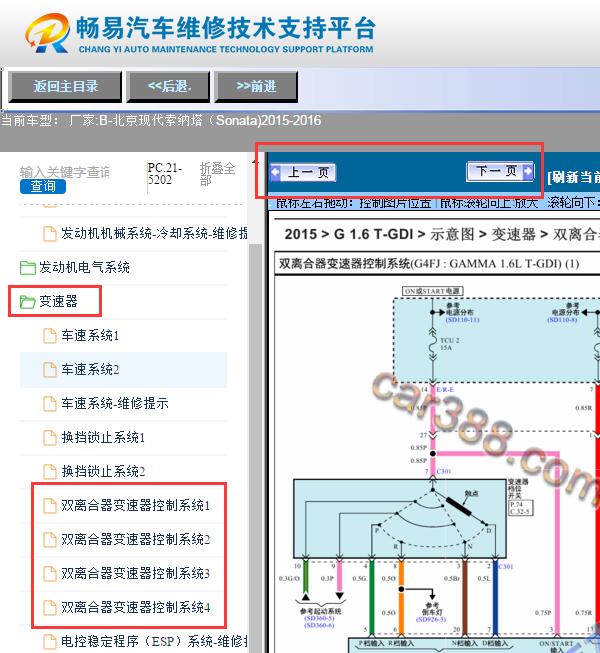 15年1.6九代北京现代索纳塔的干式双离合变速器电路图