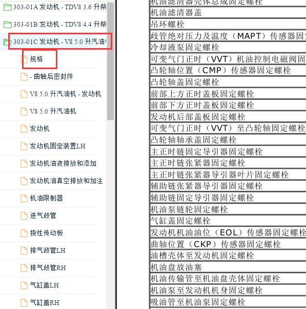 2010-2012年路虎揽胜5.0发动机扭矩规格