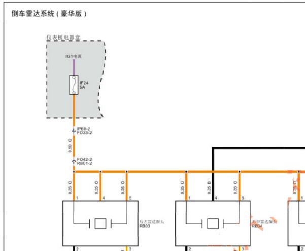 2017年汉腾X5 EV玻璃升降和倒车雷达刹车灯电路图