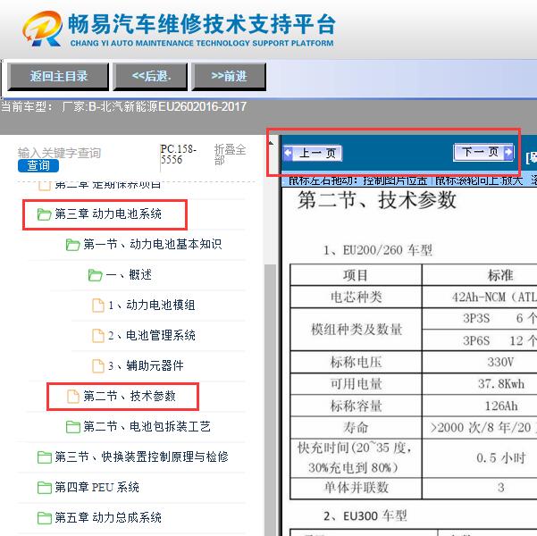 2016年北汽新能源EU260  电池包维修数据