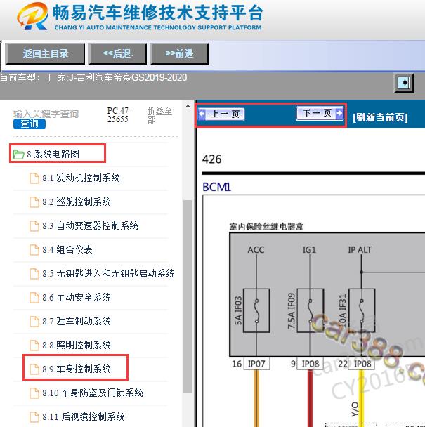 2019-2020年吉利帝豪GS车身电脑电路图