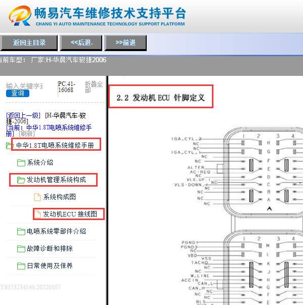 2006年中华骏捷发动机针脚