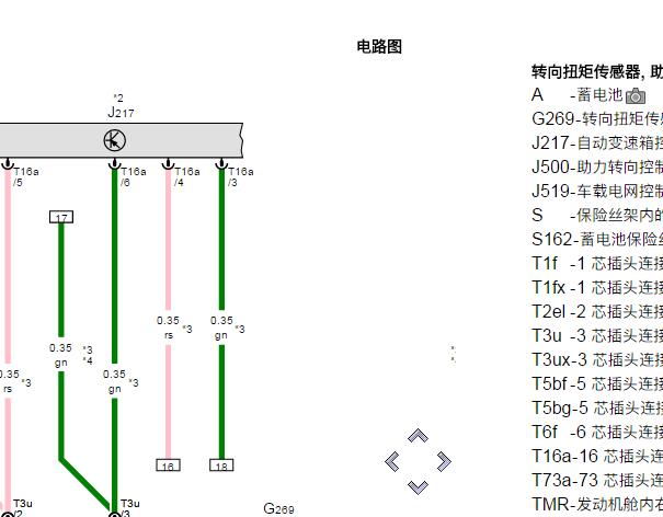 2017年奥迪A4转向系统电路图