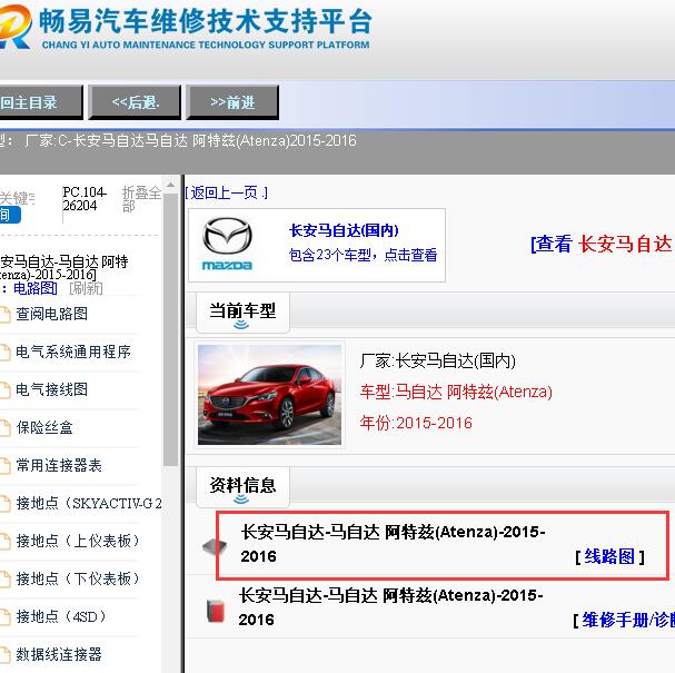 2015-2016年马自达阿特兹全车电路图