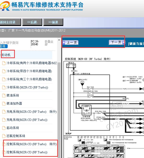 2011-2012年一汽马自达（M6）发动机电路图
