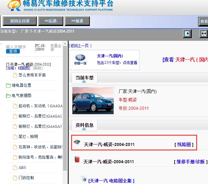 天津一汽-威姿-2004-2011[ 线路图 ]
