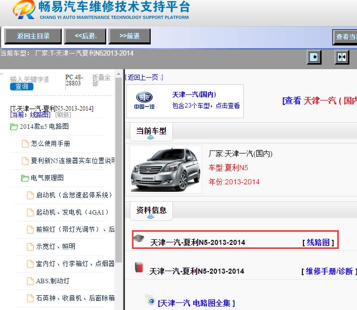 天津一汽-夏利N5-2013-2014[ 线路图 ]