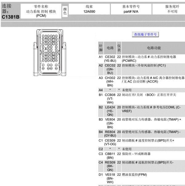 福特福睿斯  1.5发动机针脚资料