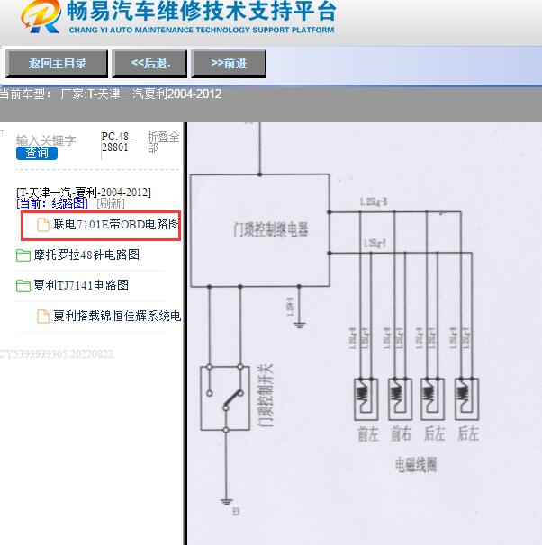 2004-2012年天津一汽-夏利中控及车身电路图