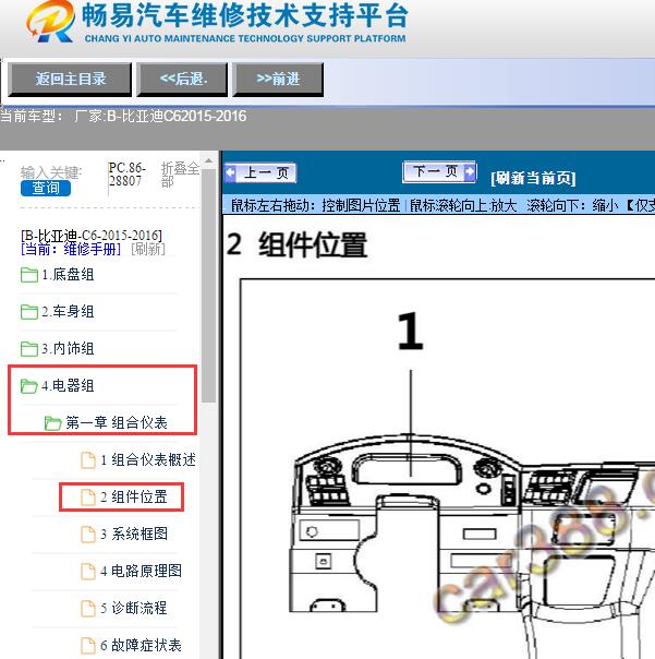 2015-2016年比亚迪-C6组合仪表位置