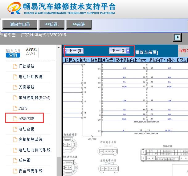 2016年海马V70 ABS电路图和针脚资料