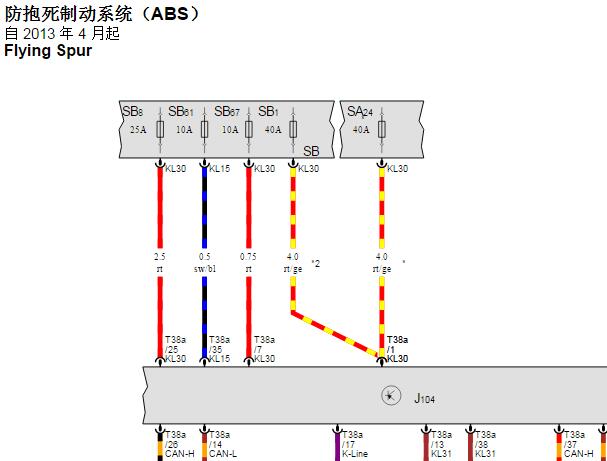 2013年宾利飞驰ABS电路图