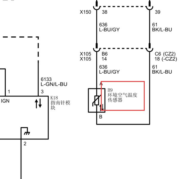 2017年凯迪拉克XTS  室外温度传感器电路图