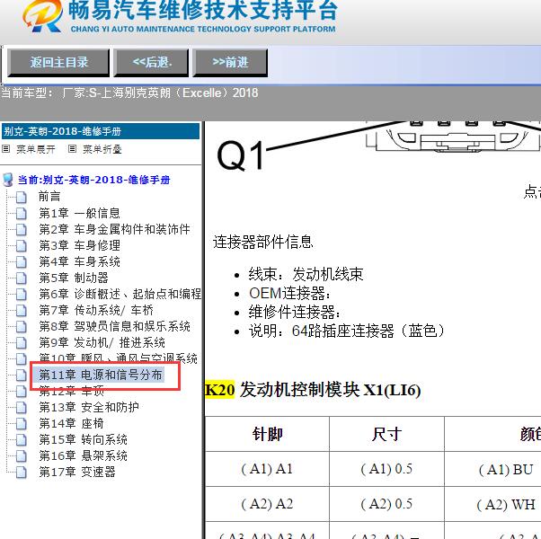 2018年上海别克-英朗（Excelle）ECU模块针脚定义