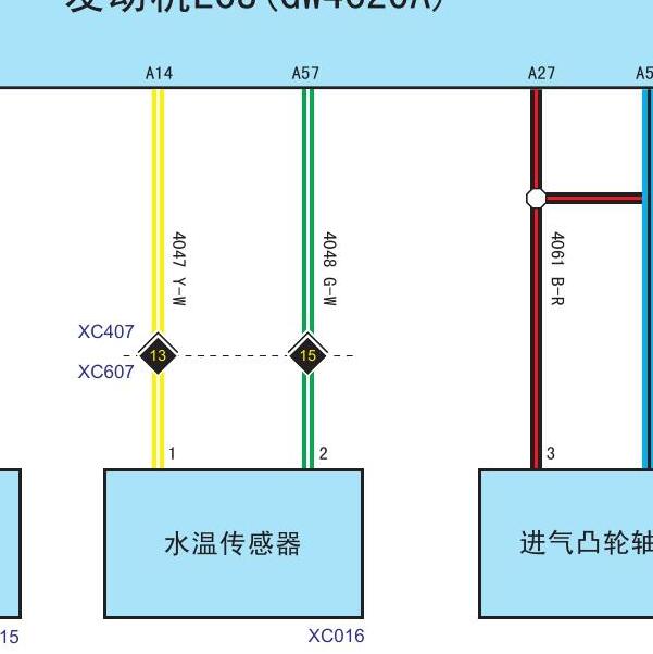 2017年长城VV7 GW4C20A 发动机水温传感器电路图