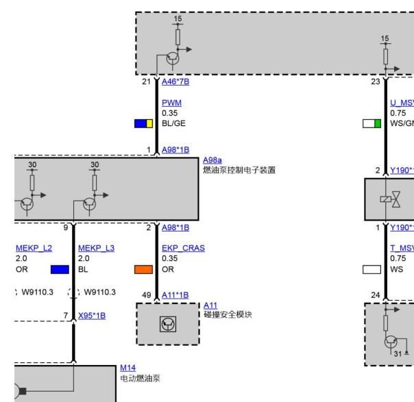 2021年宝马X1燃油泵电路图