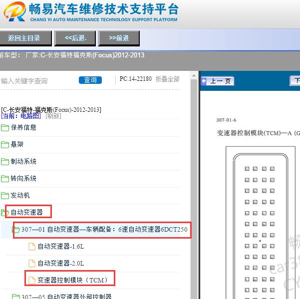 2013年福特福克斯变速箱针脚