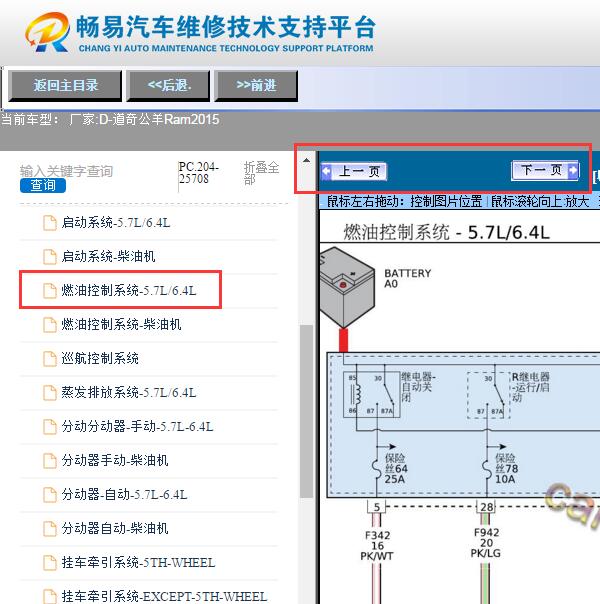 2015年道奇公羊Ram  发动机电路图