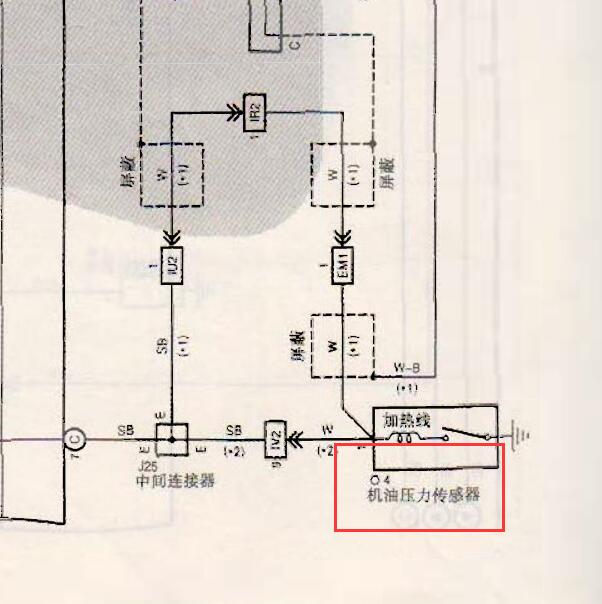 丰田酷路泽  发动机1FZ机油压力传感器的电路图