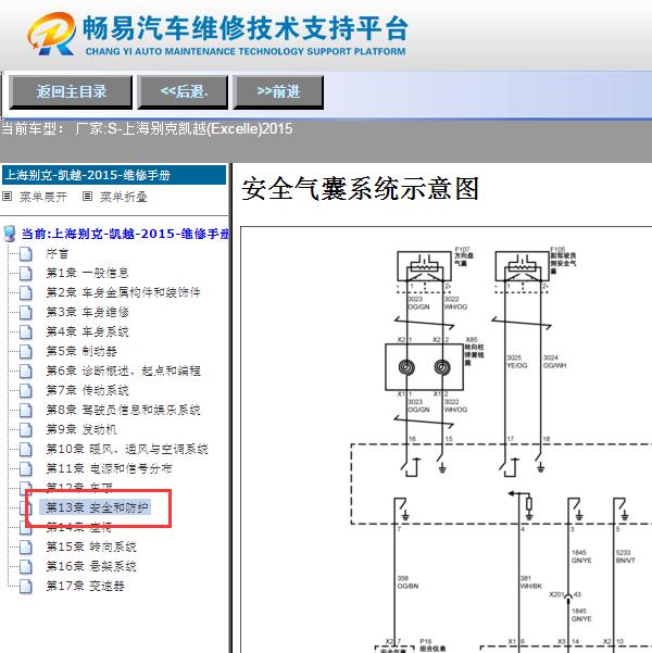 2015年别克凯越  气囊电路图