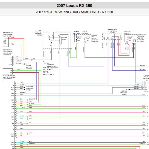 2007年雷克萨斯RX350  空调线路图