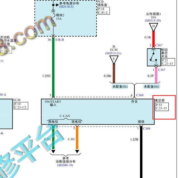 2015-2016年现代途胜 真空泵电路图