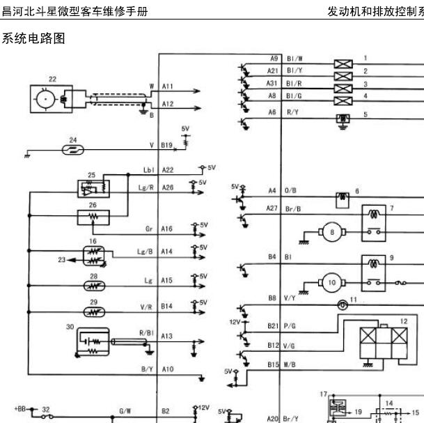昌河北斗星K14B发动机电路图