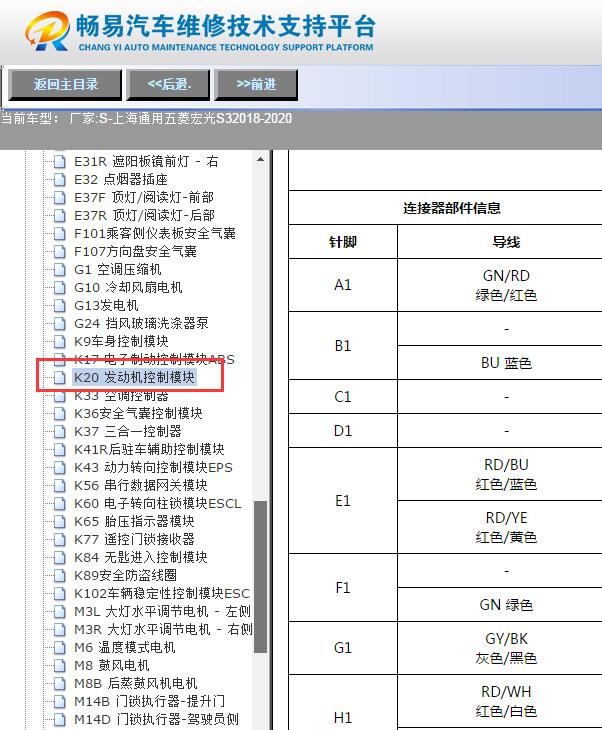 2018年五菱宏光S3   发动机针脚资料
