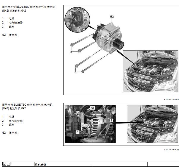2007年奔驰ML320发电机维修手册