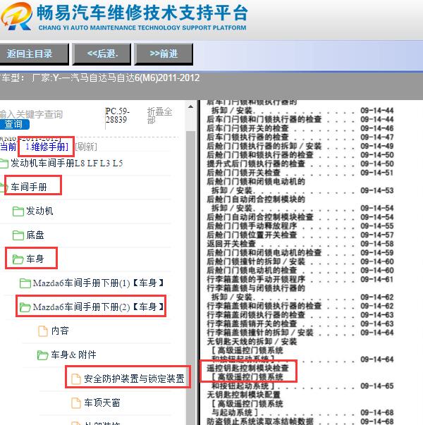 2011-2012年一汽马自达6(M6)遥控钥匙相关资料