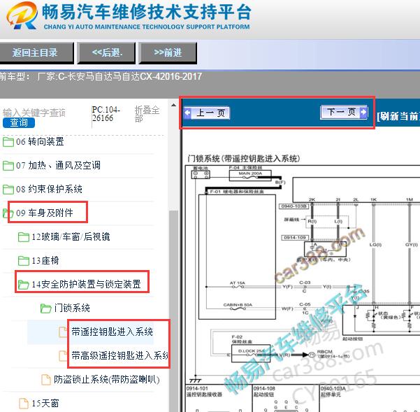2016-2017年长安马自达CX-4智能钥匙电路图