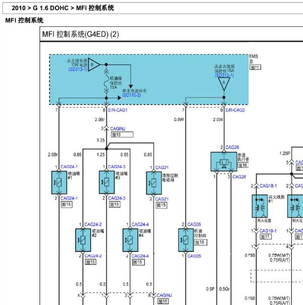 2010年起亚赛拉图94针发动机电路图