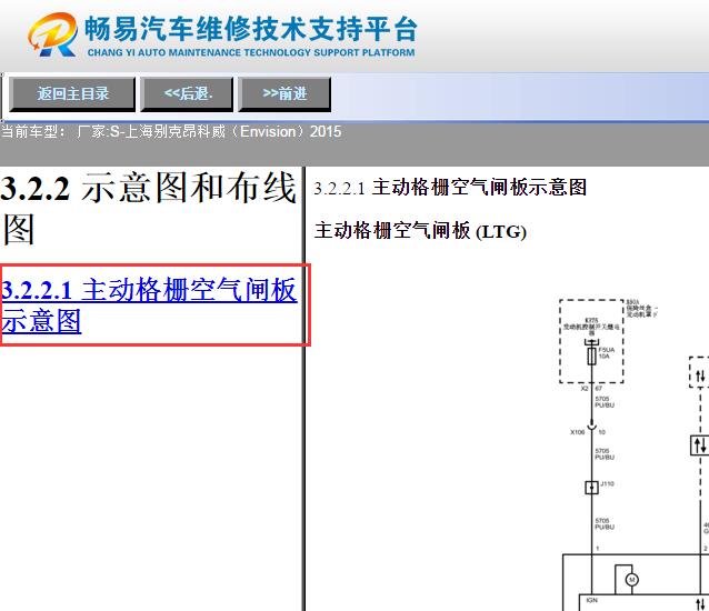 2015年别克昂科威进气格栅电路图
