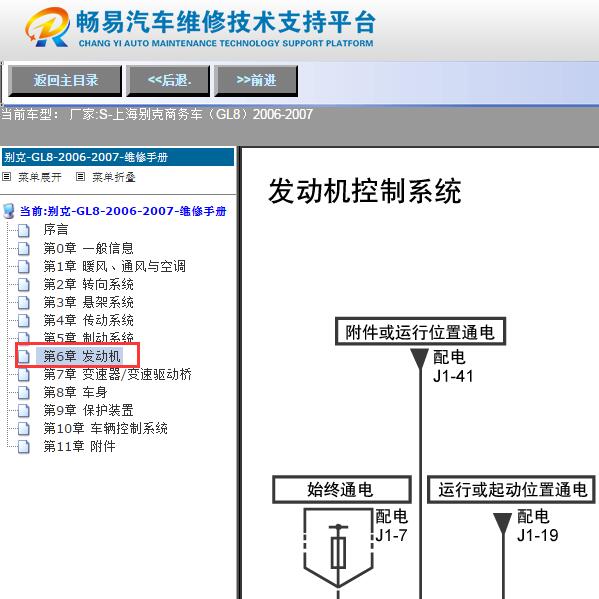 2007年别克GL8发动机电路图