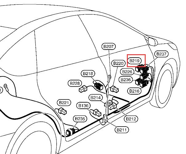 2011-2012年日产天籁B219插头位置