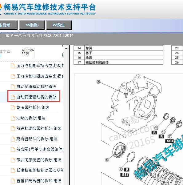 2013-2014年一汽马自达CX-7变速箱拆装