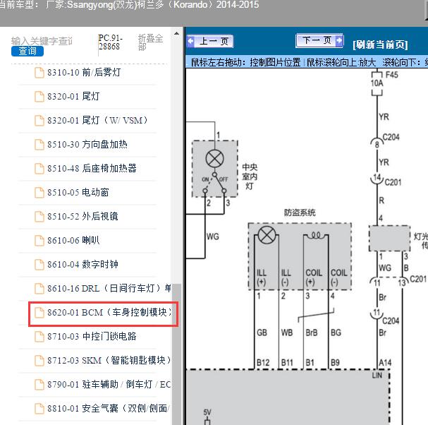 2014-2015年Ssangyong(双龙)-柯兰多（Korando）防盗电路图