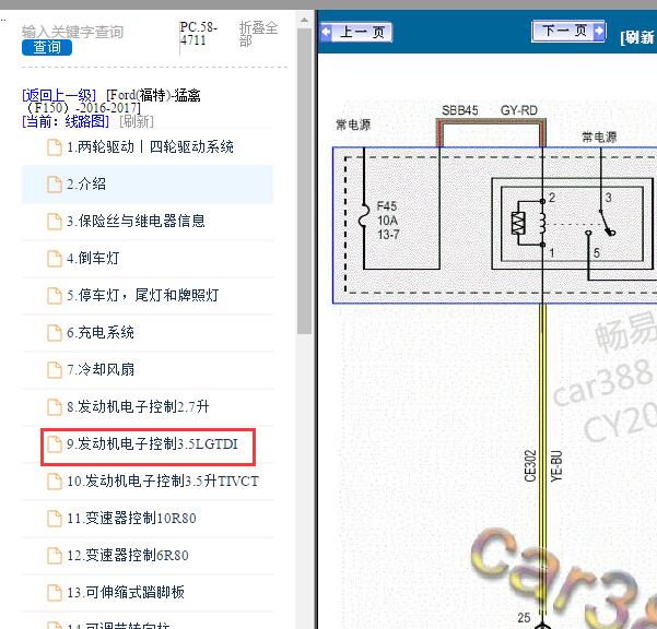 2017年福特猛禽发动机电路图