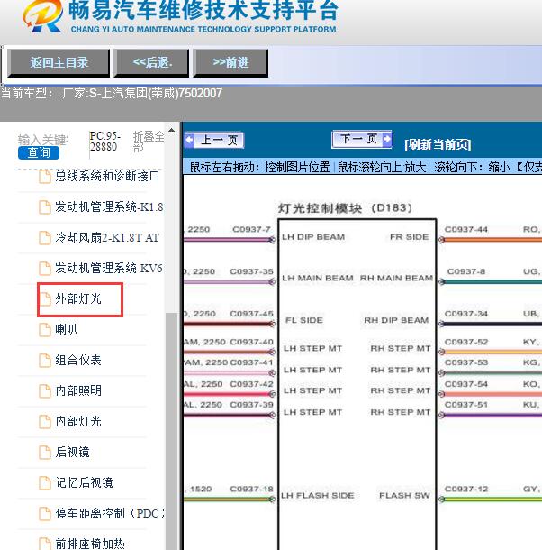 2007年上汽集团(荣威)-750灯光控制电路图