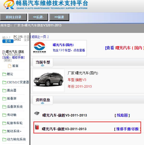 2011-2013年曙光汽车旗胜V3全车维修手册