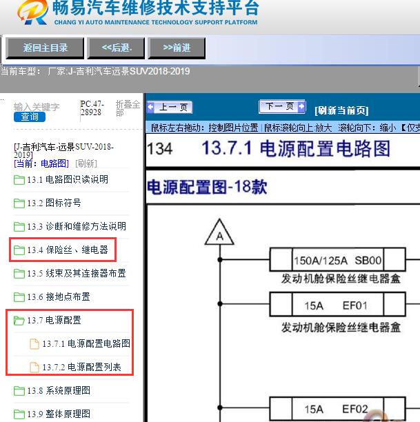 2018-2019年吉利汽车-远景SUV电源保险电路图