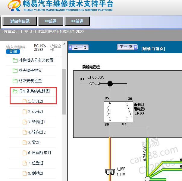 2021-2022年江淮集团-思皓E10X近光灯电路图