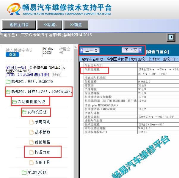 2014-2015年哈弗H6 4G69发动机气缸盖扭矩