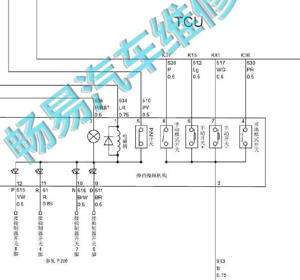 2016年哈弗H2变速箱换挡机构电路图