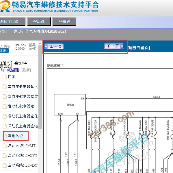2020-2021年江淮嘉悦X4配电系统电路图