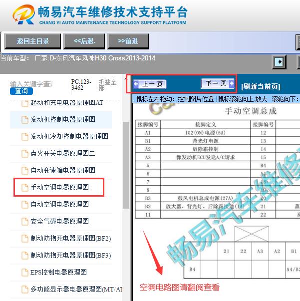 2013年东风风神H30 Cross  空调电路图与针脚资料