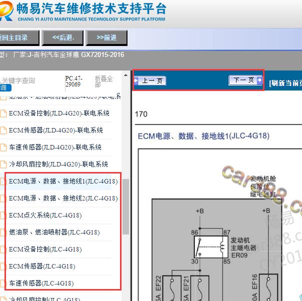 2015-2016年吉利全球鹰GX7发动机电路图
