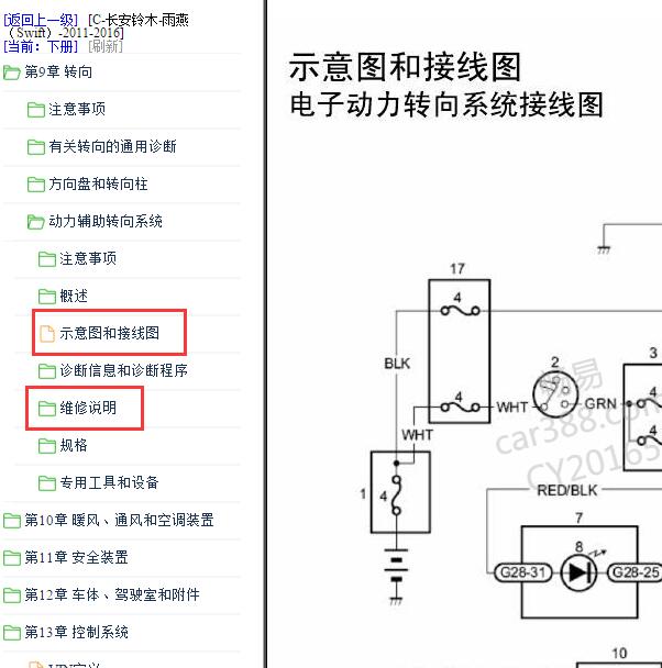 2011-2016年长安铃木雨燕 转向电路图